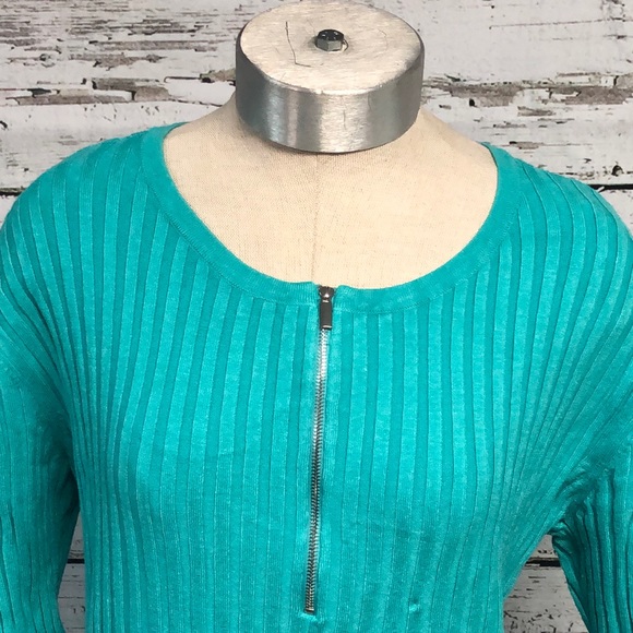 New York & Co Short Sleeve Half Zip Ribbed Sweater Size XL - Picture 2 of 6